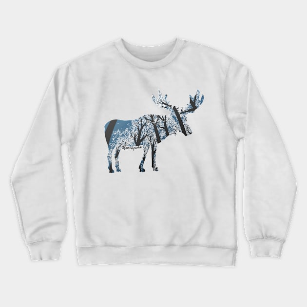 Moose White Forest Crewneck Sweatshirt by Pastel.Punkk